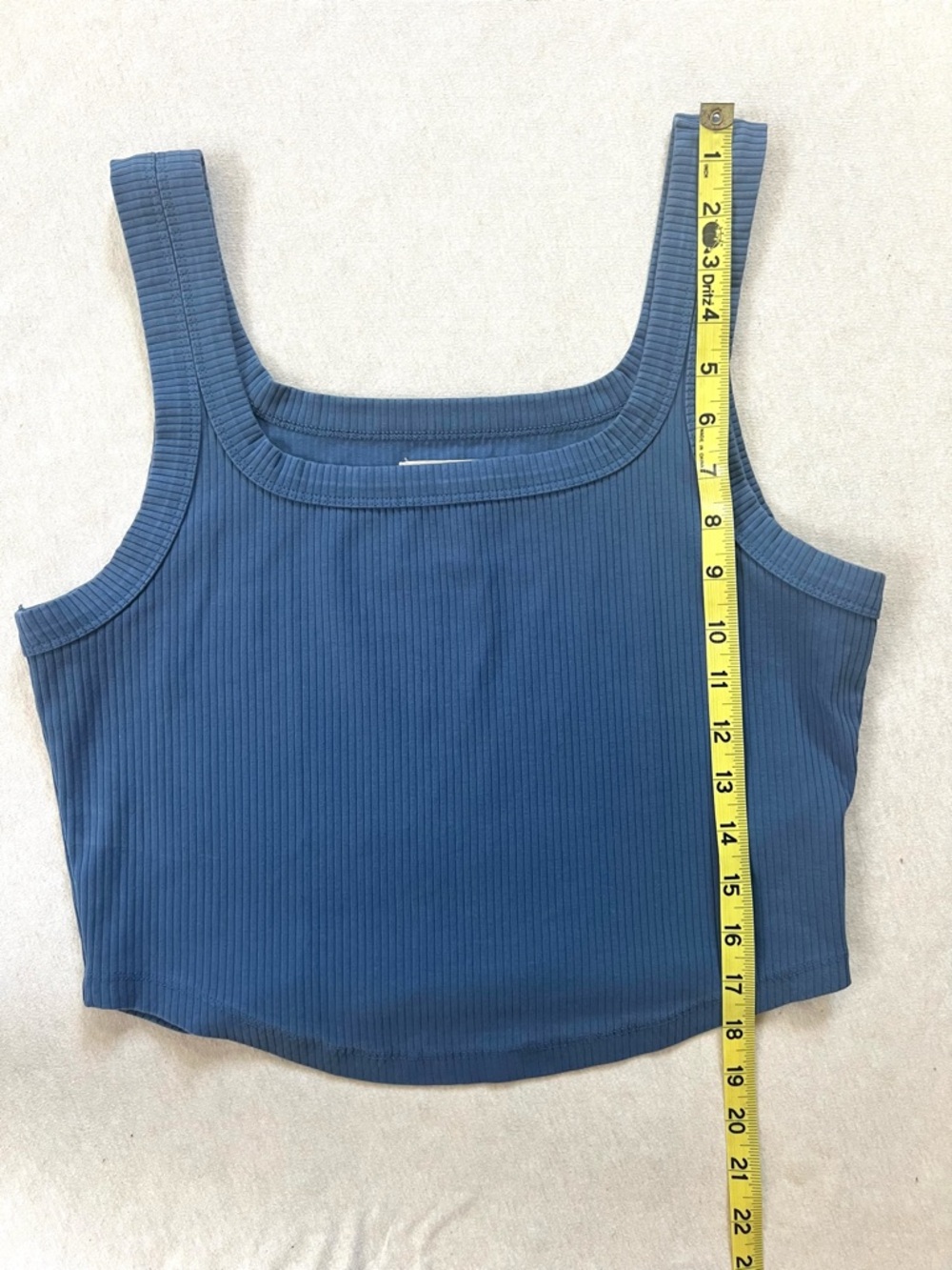 Madewell Ribbed Square-Neck Crop Tank in Denim Blue - Picture 5 of 6
